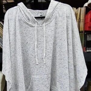 New York & Company Heather Gray Hooded Poncho Size S/M Small Medium